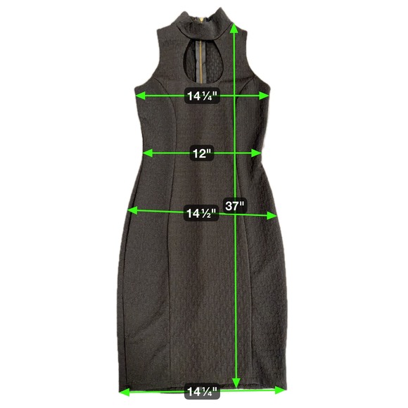 Black Sleeveless Mock Neck Cutout Keyhole Zipper Dress Sheath Midi Size M - Picture 4 of 7